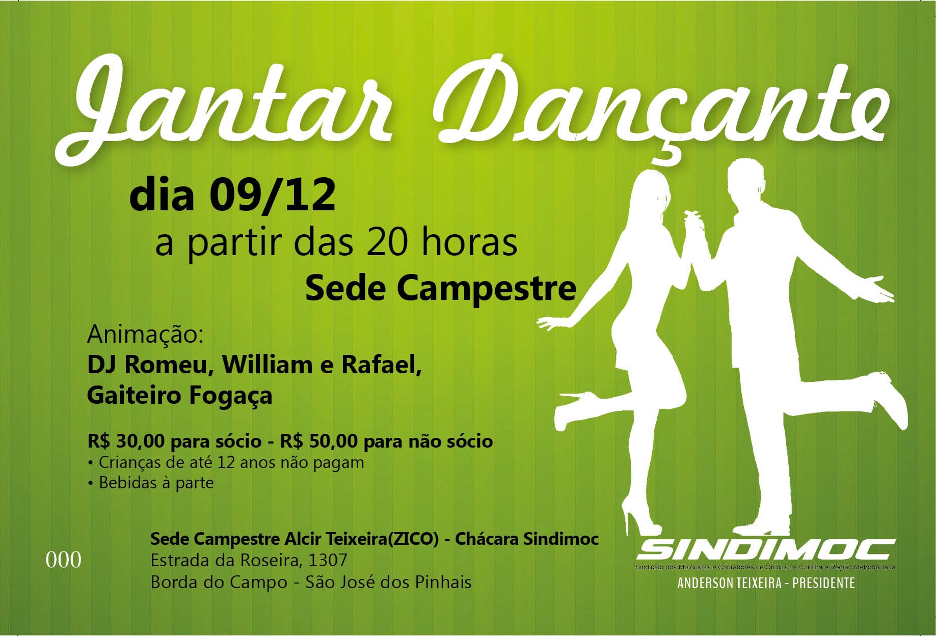 Jantar Dançante do Sindimoc será no sábado (09)
