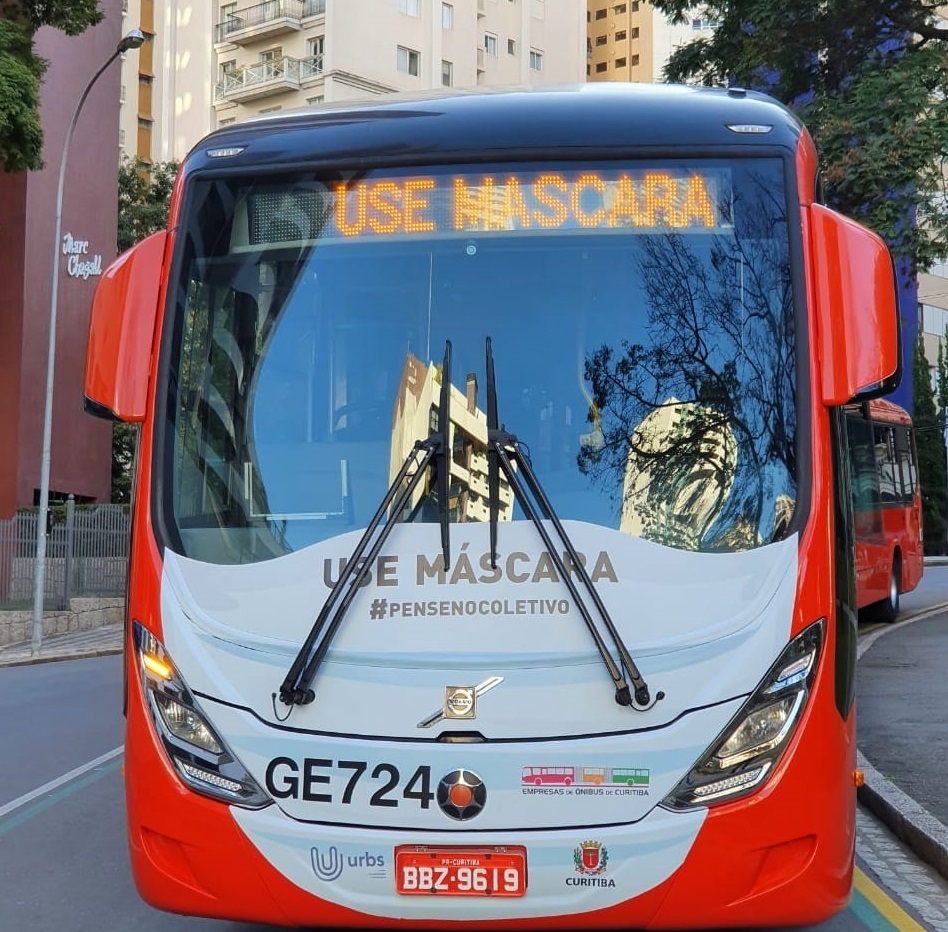 Curitiba terá 60 ônibus mascarados para conscientização sobre prevenção à Covid-19
