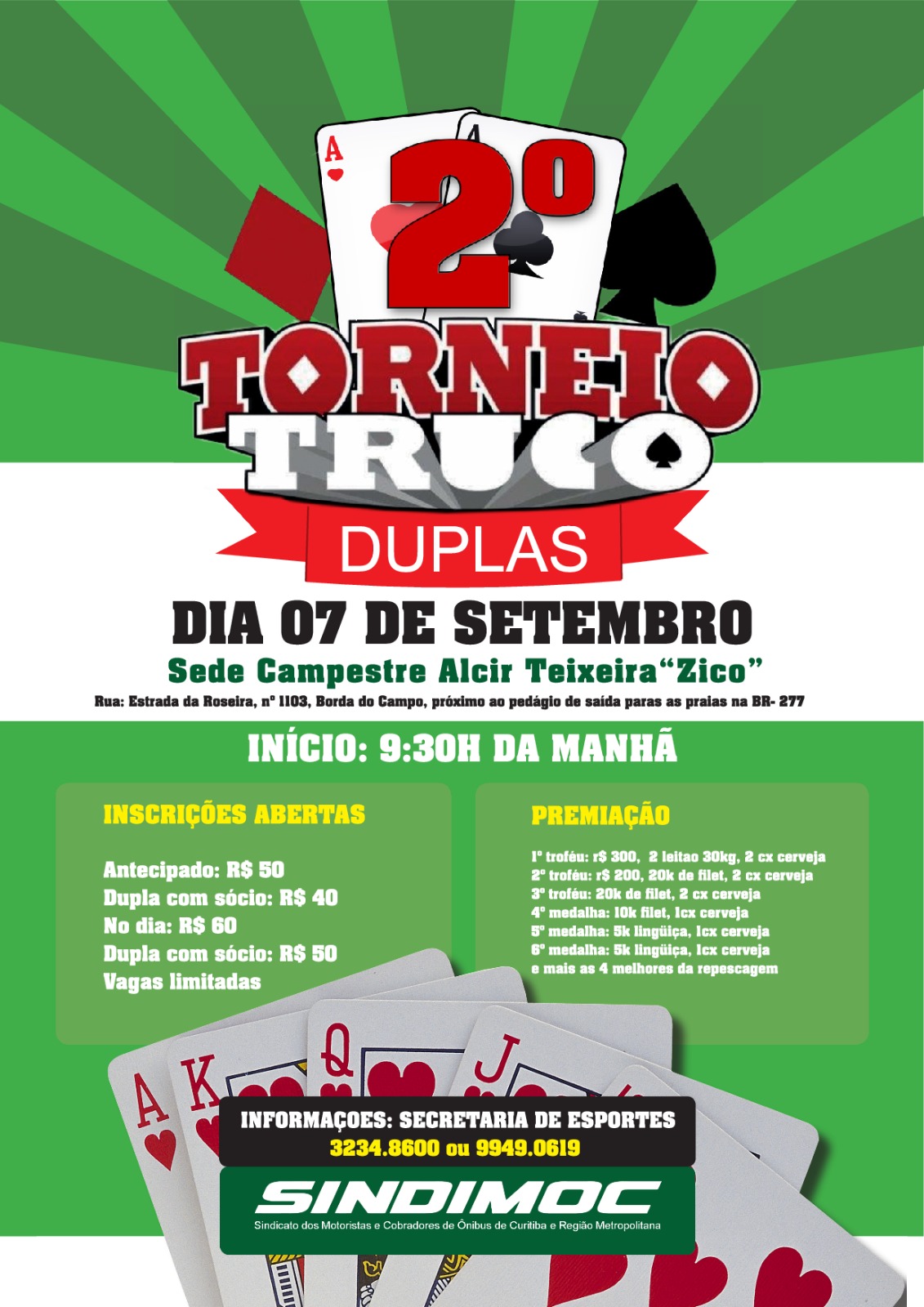 Torneio de Truco em Duplas tem nova data: 26 de novembro. Inscreva-se!